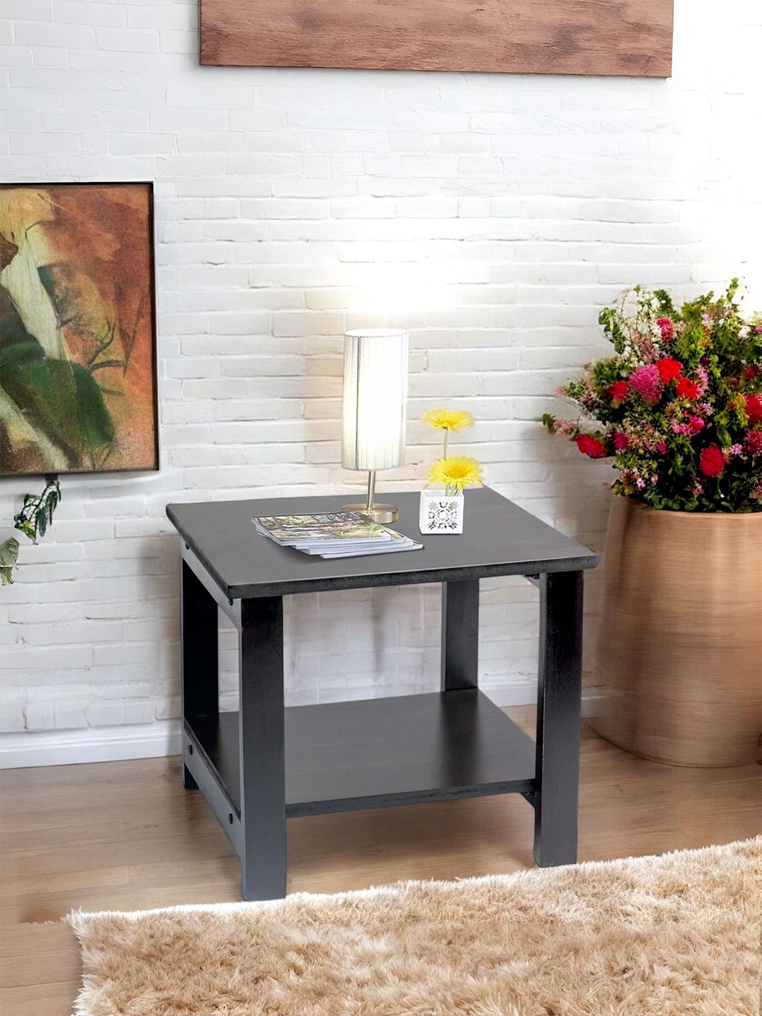 Ikiriya Black Square Shaped Sheesham Wooden Contemporary Coffee Table-picture-29