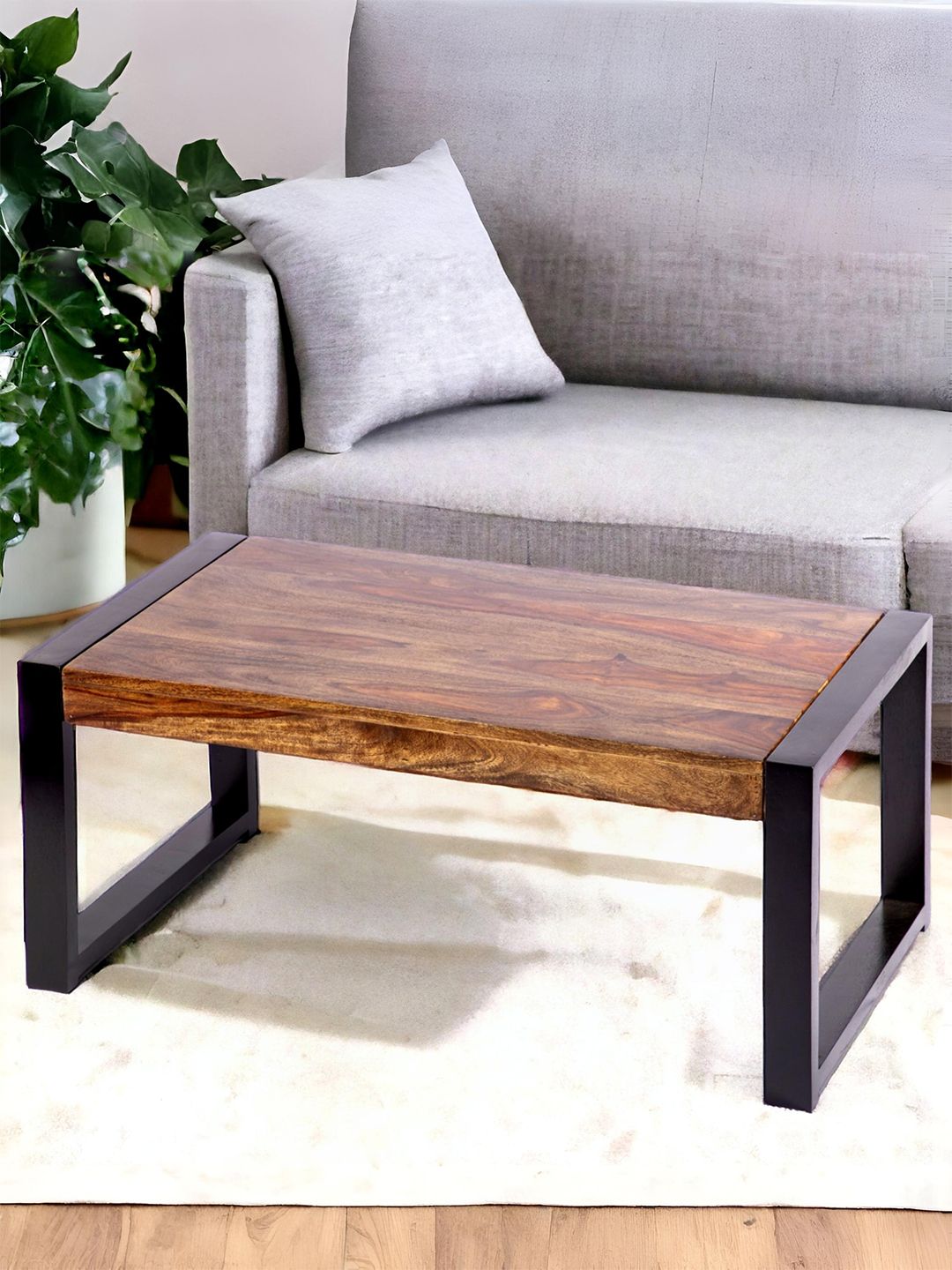 Ikiriya Coffee Brown Textured Wood Contemporary Teak Finish Coffee Table-picture-34