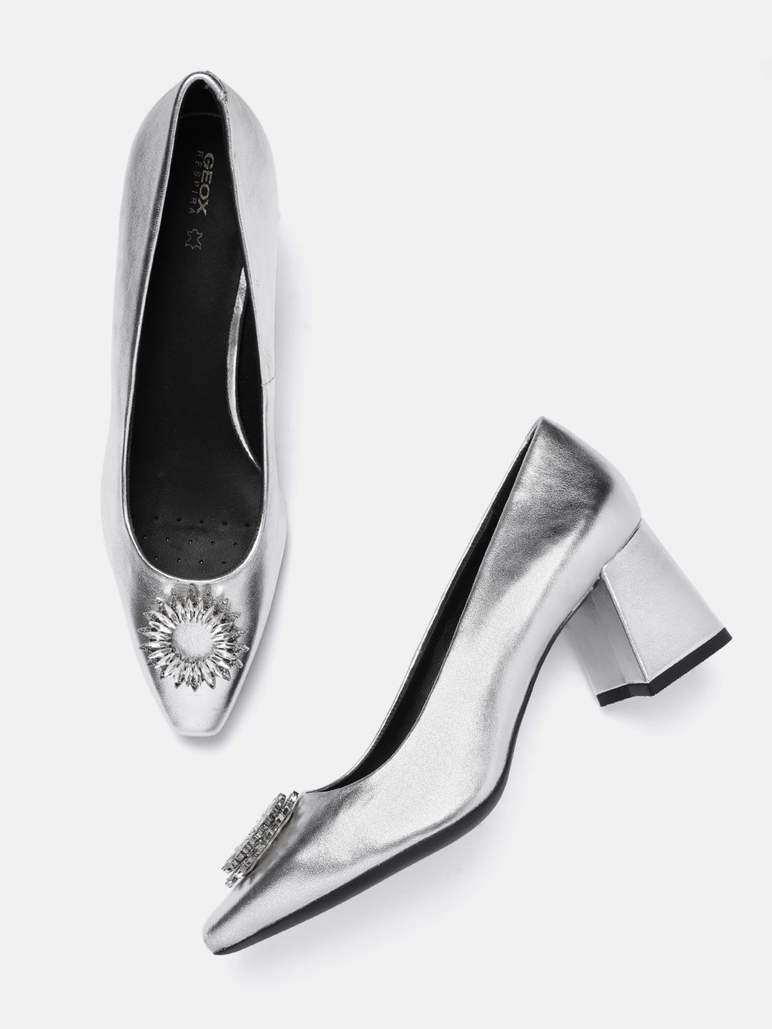 Geox Embellished Leather Party Block Pumps-picture-56