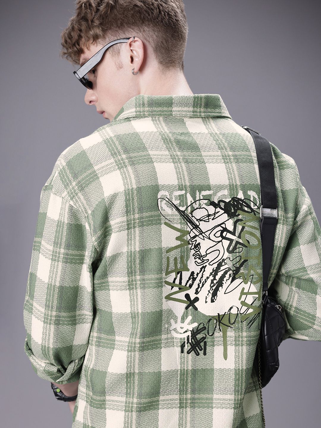 SOKO STREET Relaxed Fit Checked Drop-Shoulder Sleeves Casual Shirt-picture-10