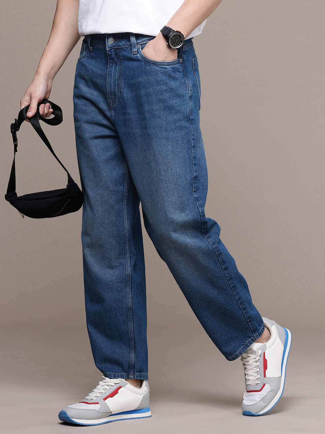 FCUK Men Loose Fit Light Fade Pure Cotton Jeans-picture-22