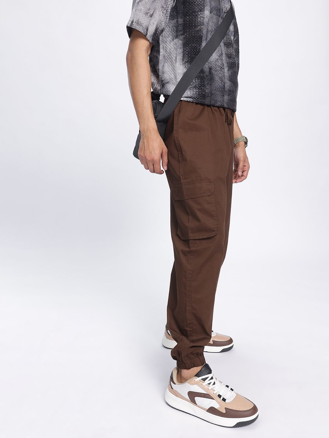 glitchez Men Everyday Edge Twill Relaxed Fit Joggers-image-49