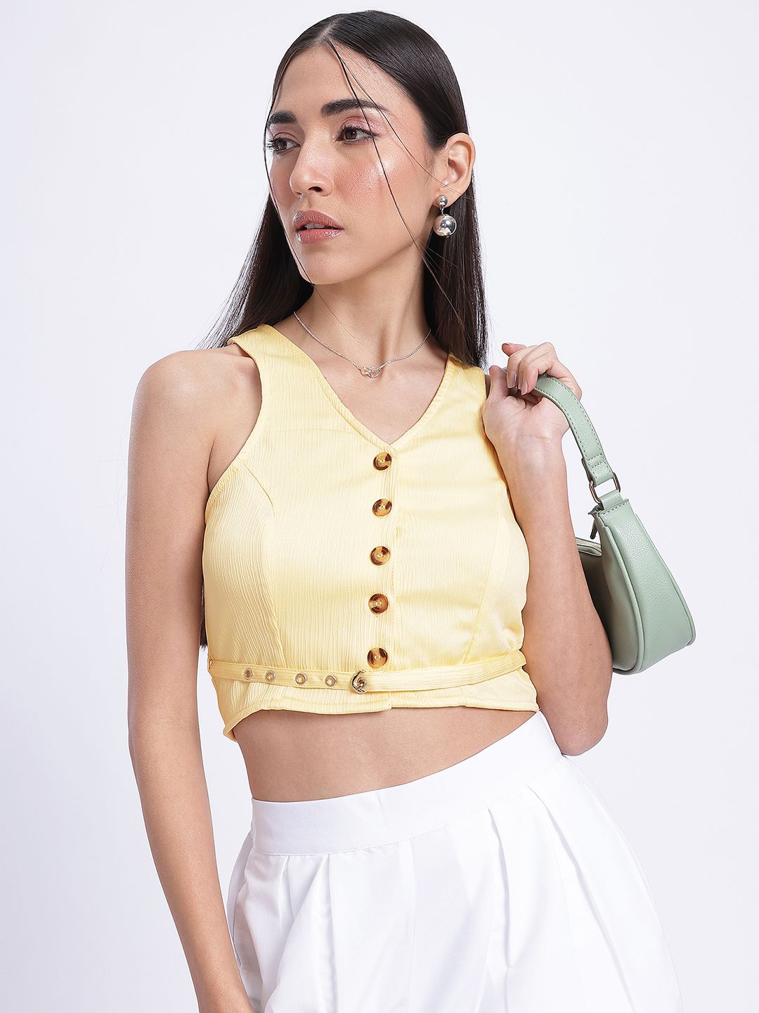 glitchez Crinkled Chic Belted Crop Top-picture-11