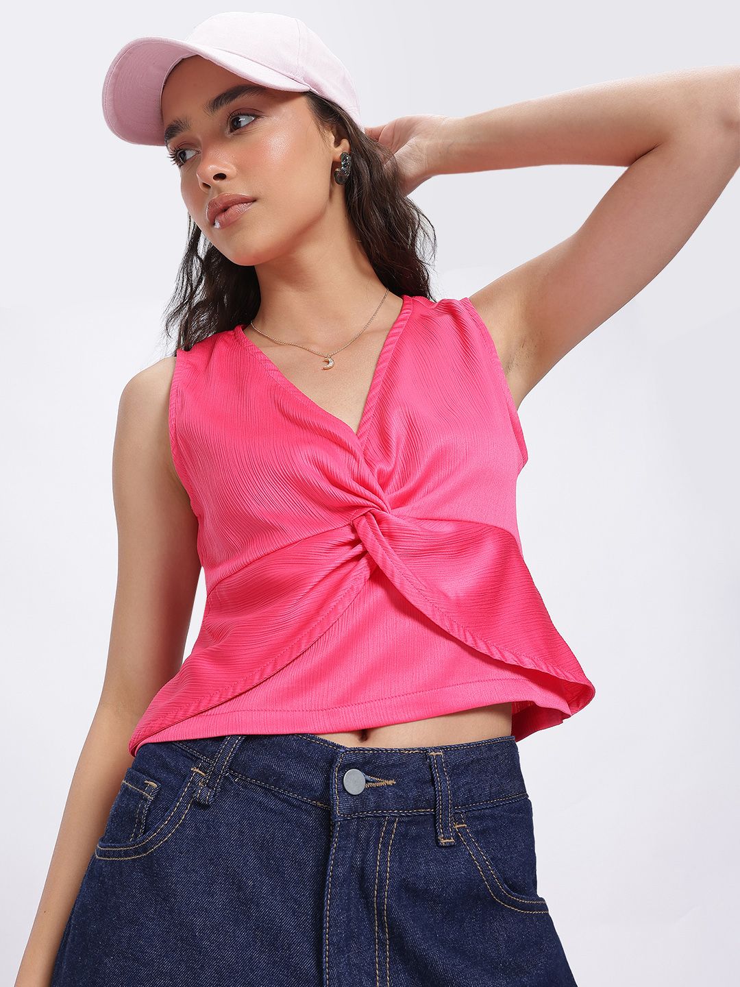 glitchez Glossy Satin Twisted Crinkled Top-picture-38