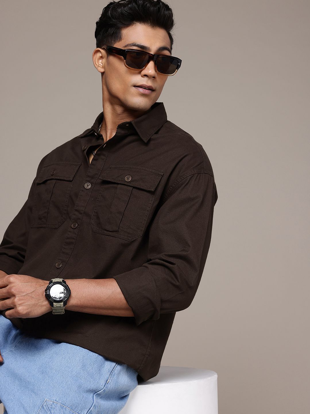 WROGN Pure Cotton Oversized Casual Shirt-picture-35