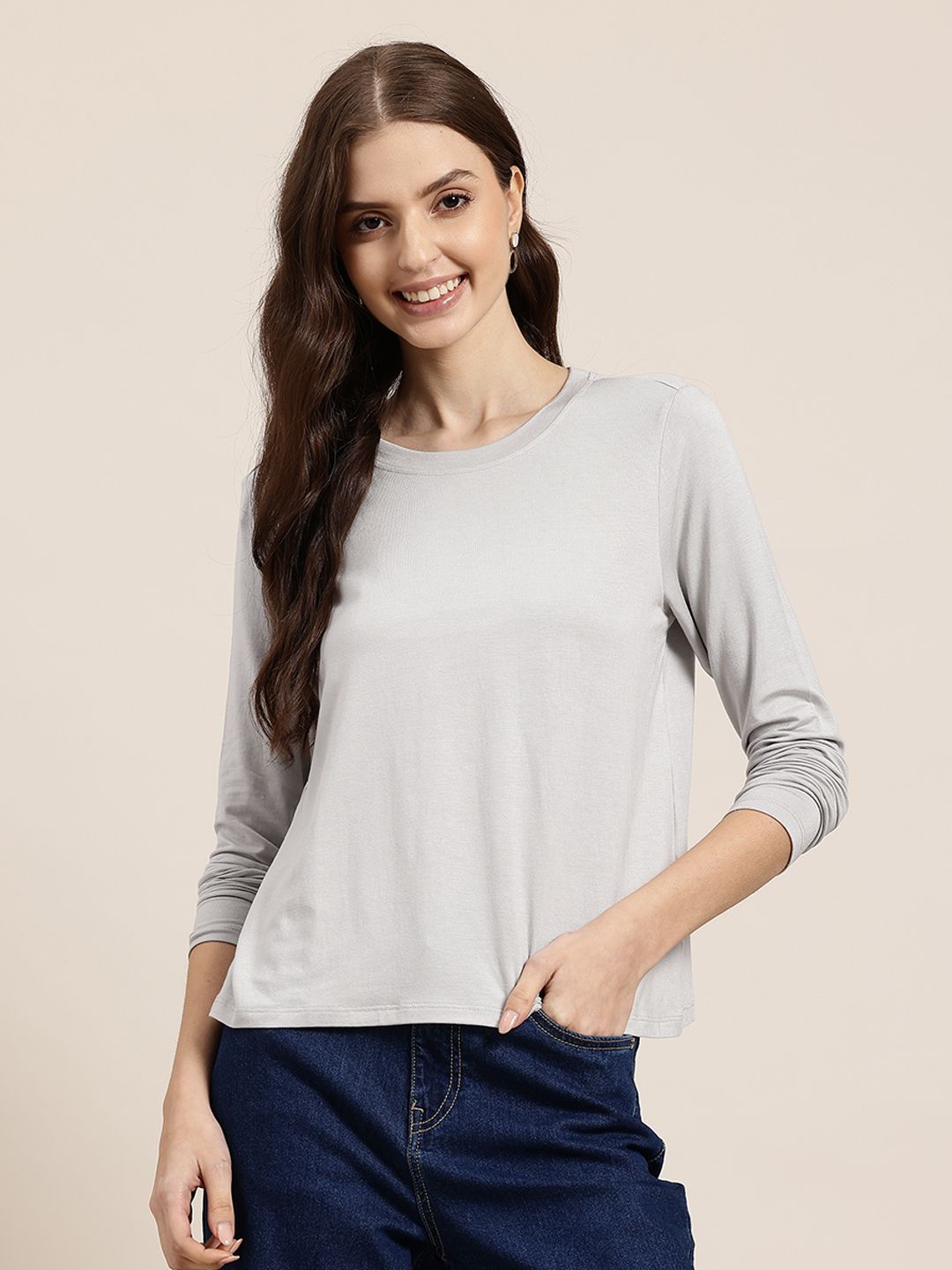 HERE&NOW Solid Relaxed Fit T-shirt-picture-39