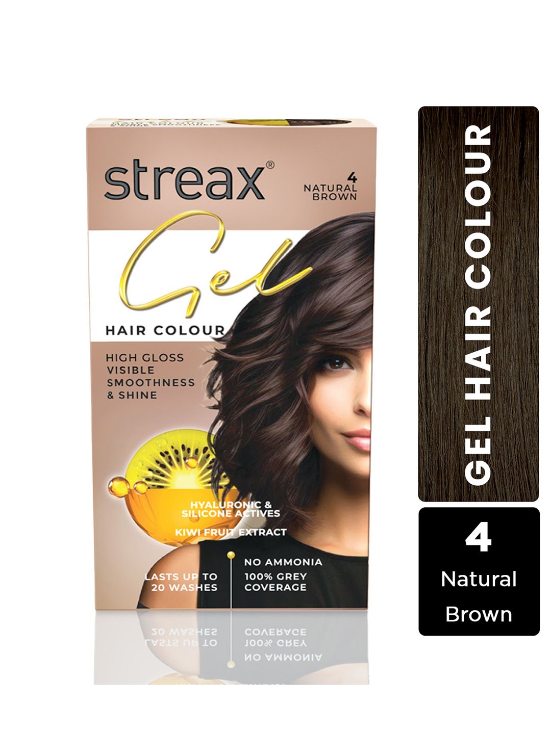Streax 100% Grey Coverage Long Lasting Gel Hair Colour 150ml - Natural Brown 4-image-46