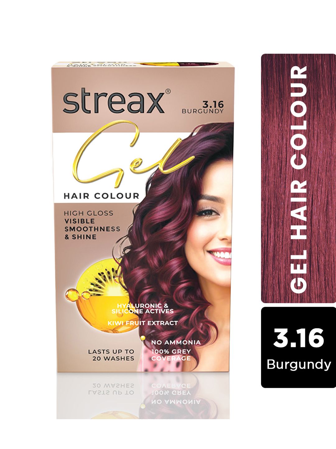 Streax 100% Grey Coverage Long Lasting Gel Hair Colour 150ml - Burgundy 3.16-image-40