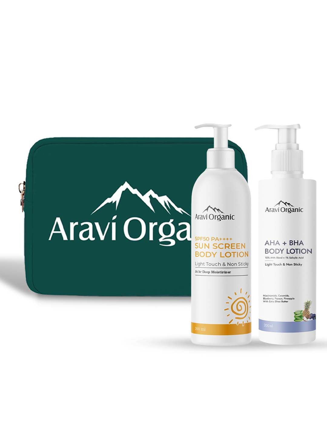 Aravi Organic Set Of 2 AHA + BHA Body Lotion & SPF 50 Sunscreen Body Lotion - 200 ml Each-image-35