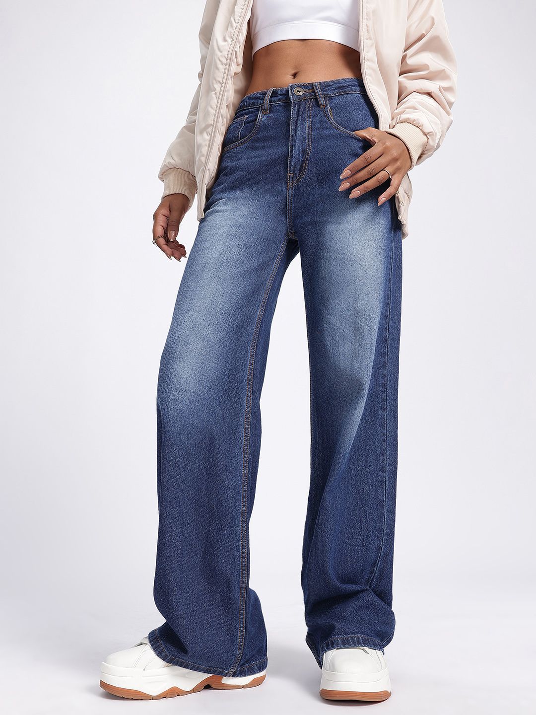 glitchez Urban Vibes Women Light Fade Wide Leg Jeans-picture-20