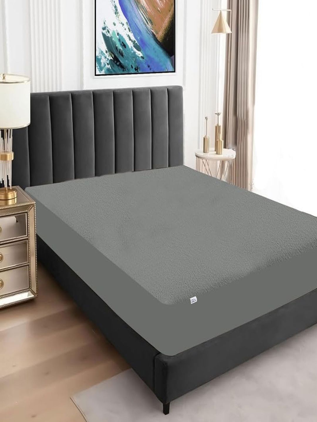 GADDA CO Grey Cotton Water Resistant Mattress Protector-picture-14