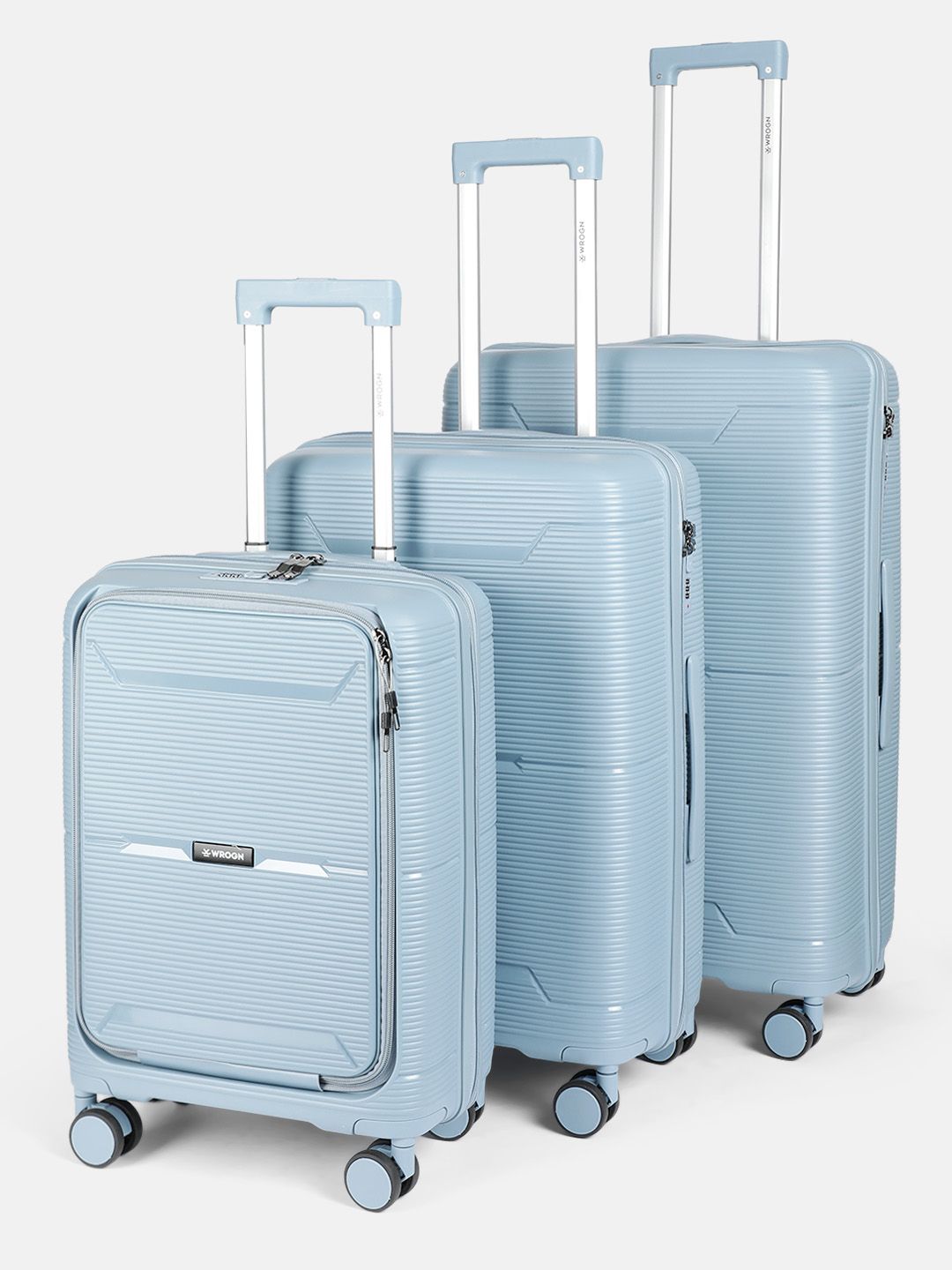 WROGN Set of 3 Textured 360 Degree Rotation Hard-Sided Trolley Bags-picture-38
