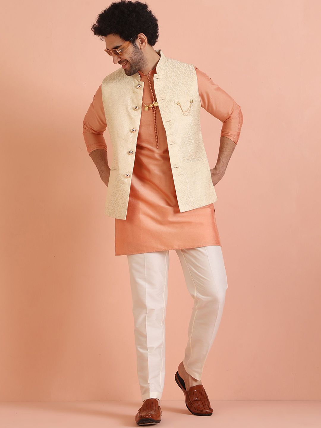 KISAH Men Woven Design Nehru Jacket-image-47