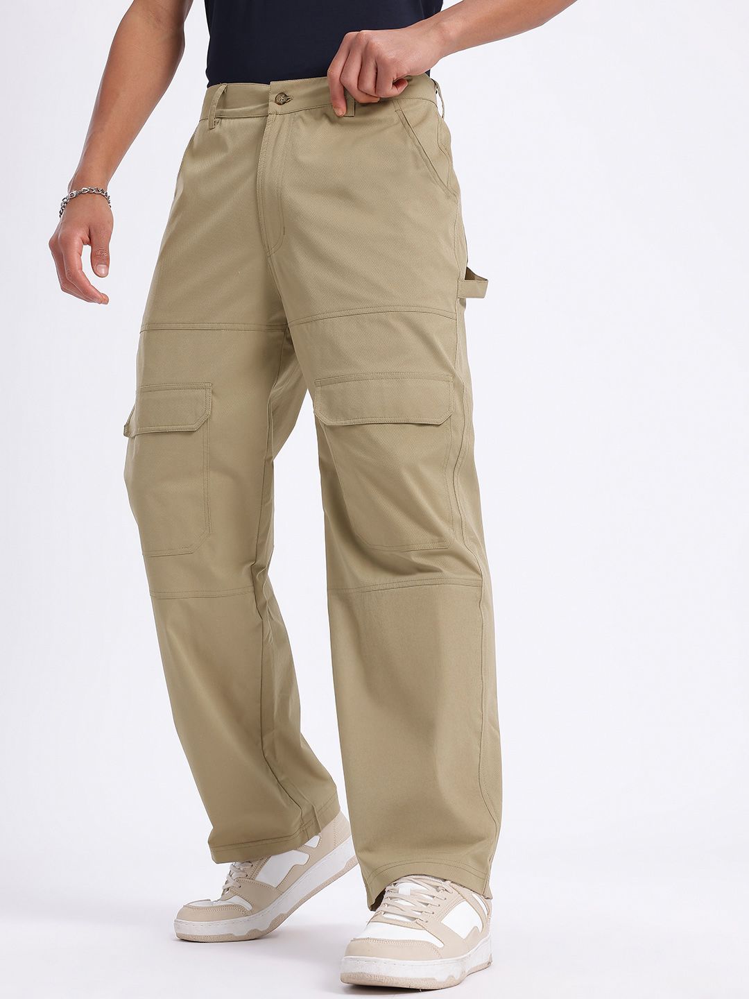 glitchez Men Urban Drift Paneled Relaxed Fit Trousers-image-7