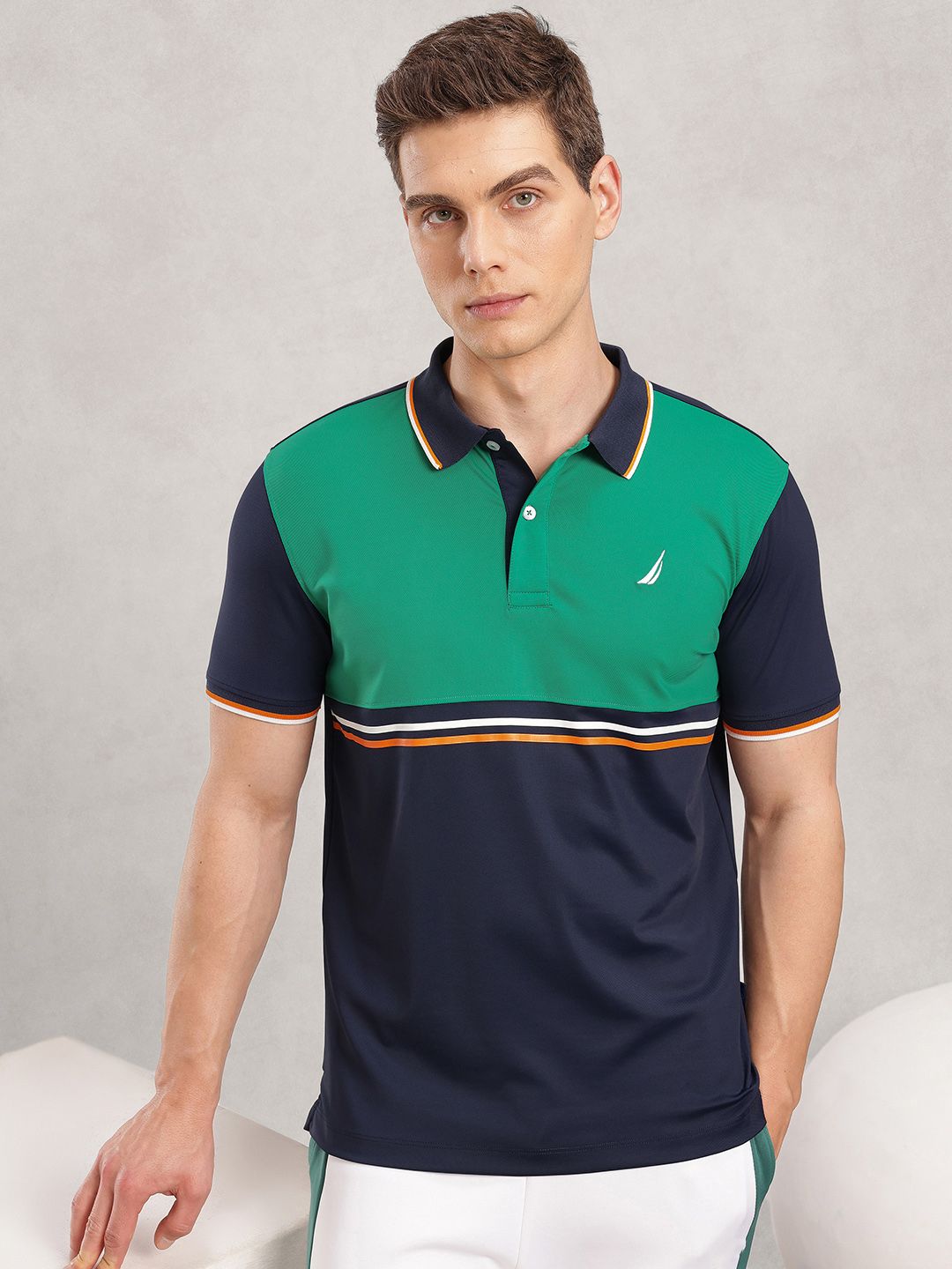 Nautica Colourblocked Polo Collar Sports T-shirt-picture-51