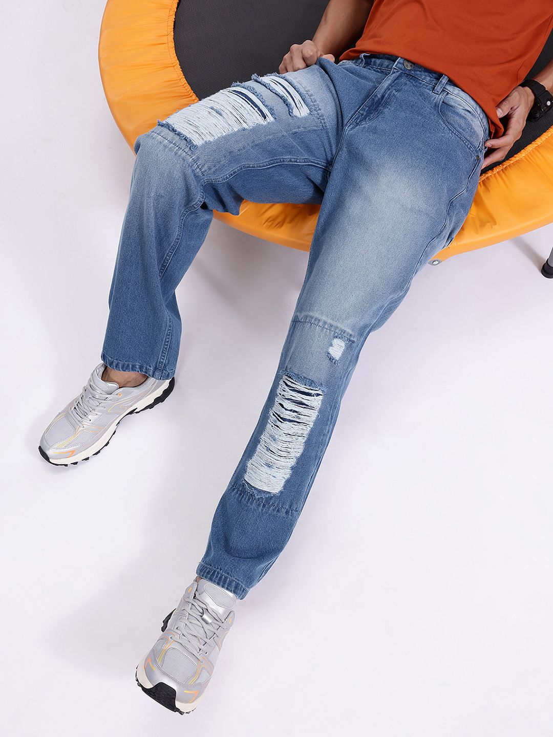 Kook N Keech Men Pure Cotton Straight Fit Ripped Jeans-picture-28