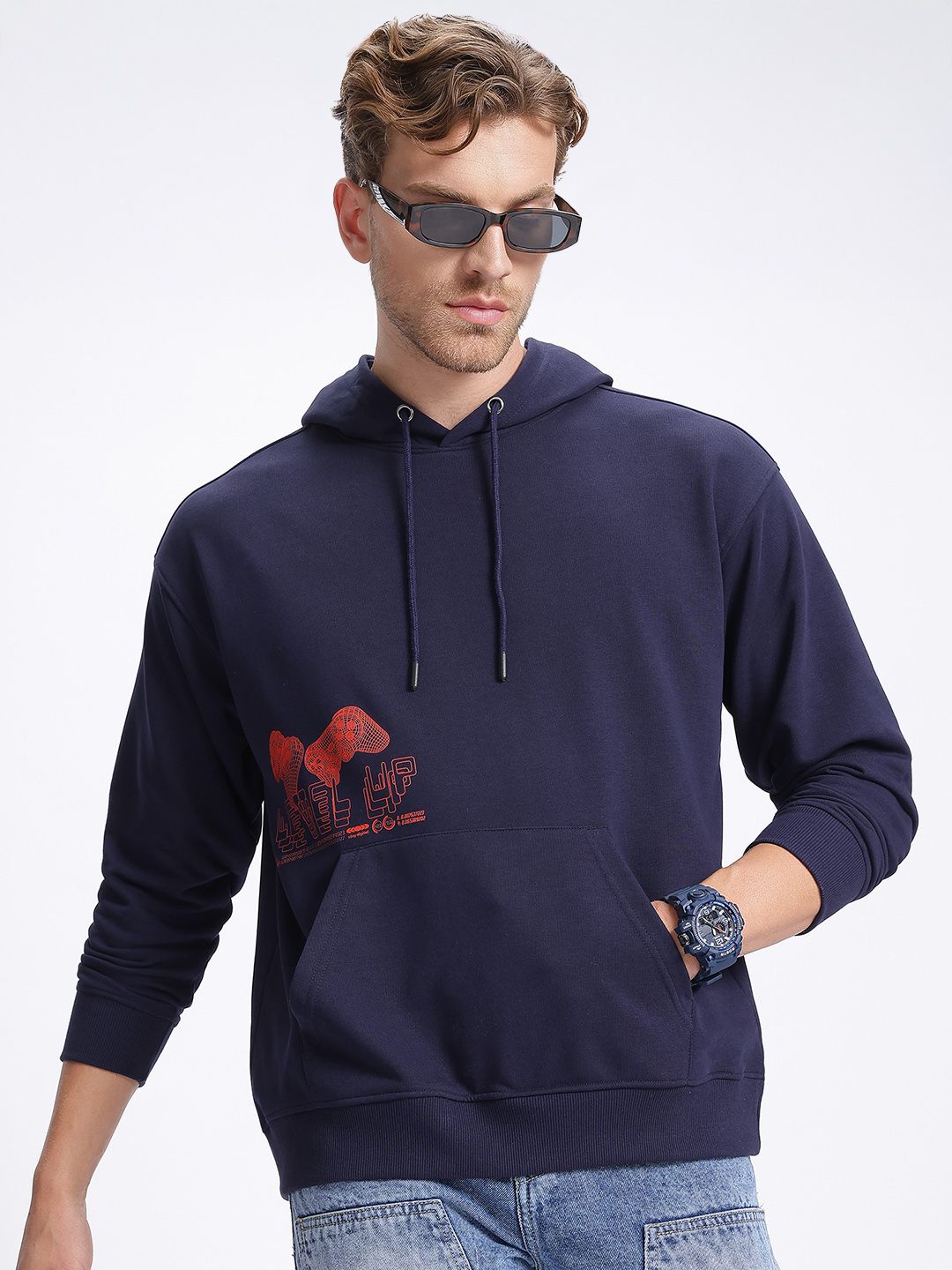 glitchez Playful Letters Print Drop-Shoulder Sleeves Oversized Terry Hooded Sweatshirt-picture-18