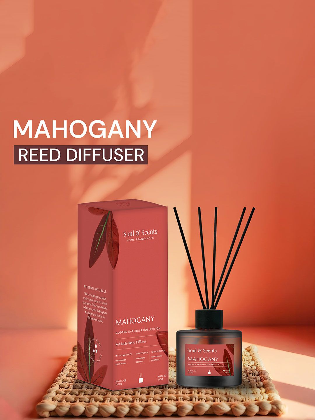 SOUL & SCENTS Mahogany Fragrance Aroma Oil Diffuser 120ml