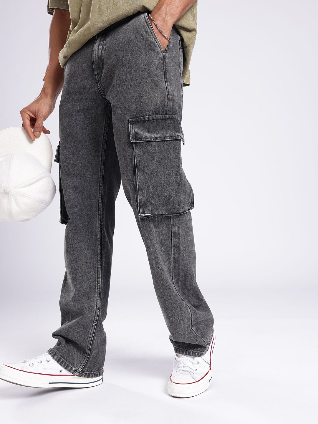 glitchez Men Street Utility Relaxed Fit Cargo Jeans-image-41