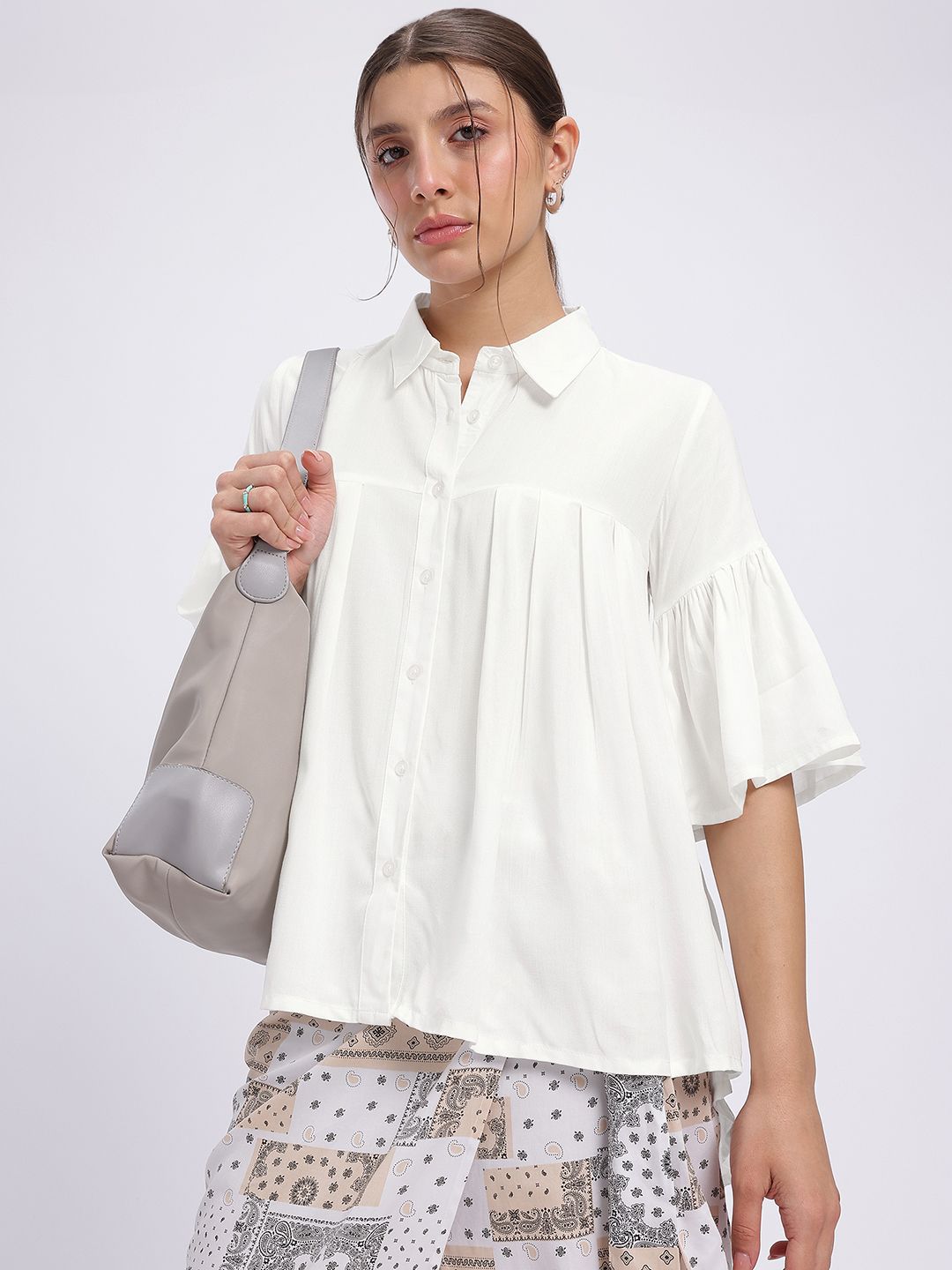 glitchez Elevated Basics Bell Sleeves High-Low Shirt-Style Top-picture-29