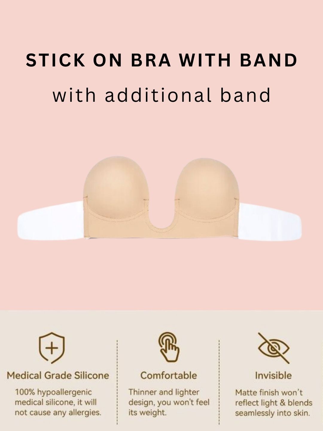 WomanLikeU Women Stick-On Bra with Band