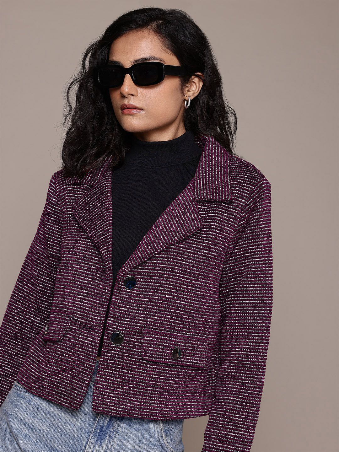 The Roadster Lifestyle Co. Single-Breasted Crop Woollen Blazer-picture-21
