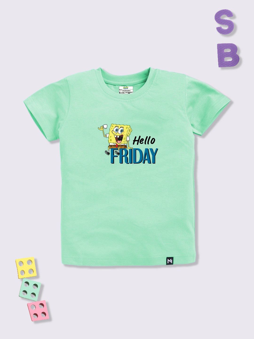 YK X Minute Mirth Boys Spongebob Printed T-shirt-image-33