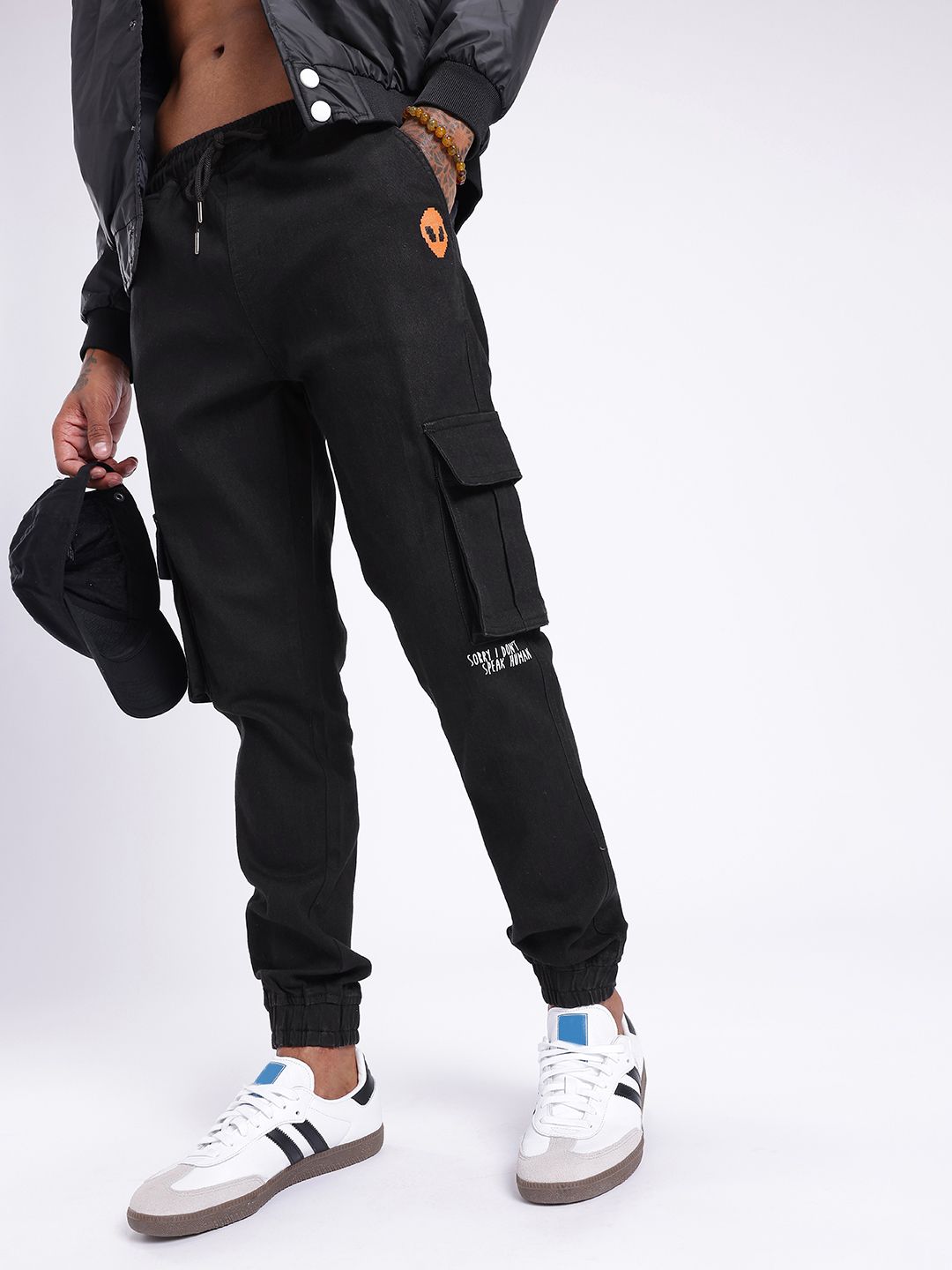 glitchez Men Utility Vibe Cargo Jogger Fit Minimal Printed Jeans-image-35
