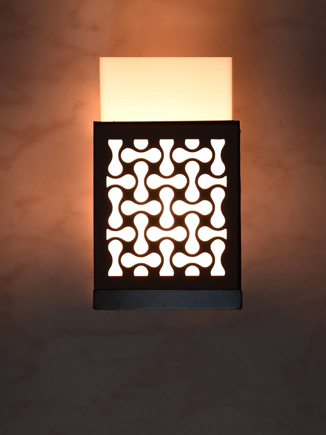 Gojeeva Black Wood Square Shaped Textured Contemporary Wall Lamp-picture-25
