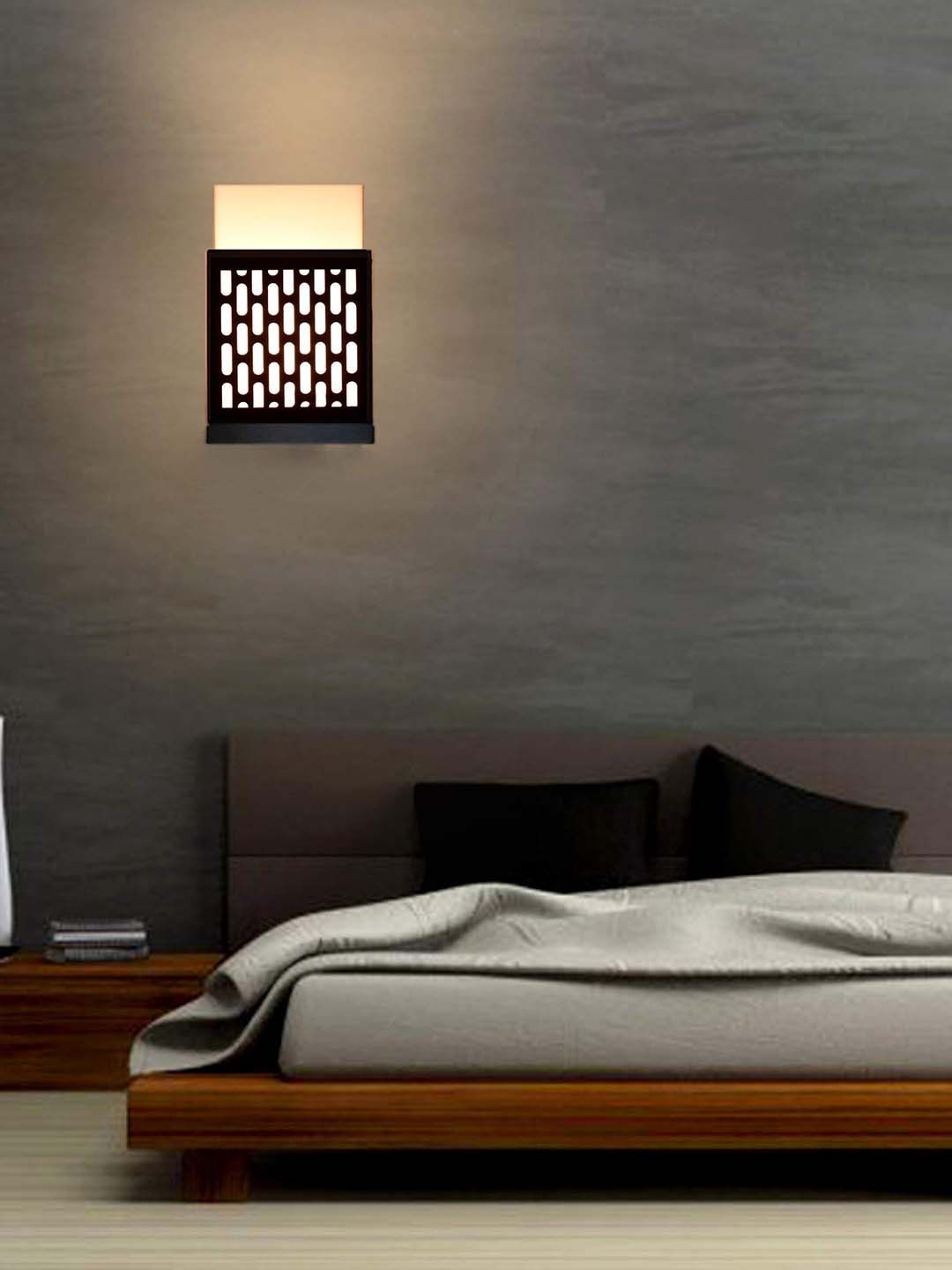 Gojeeva Black Wood Square Shaped Textured Contemporary Wall Lamp-picture-26