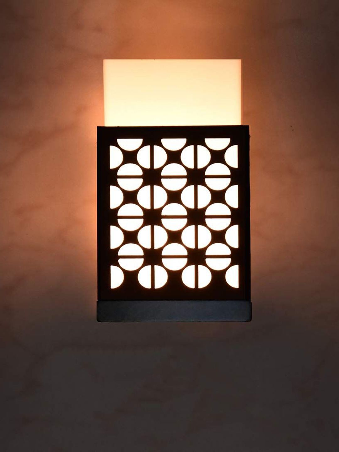 Gojeeva Black Wood Square Shaped Textured Contemporary Wall Lamp-picture-14