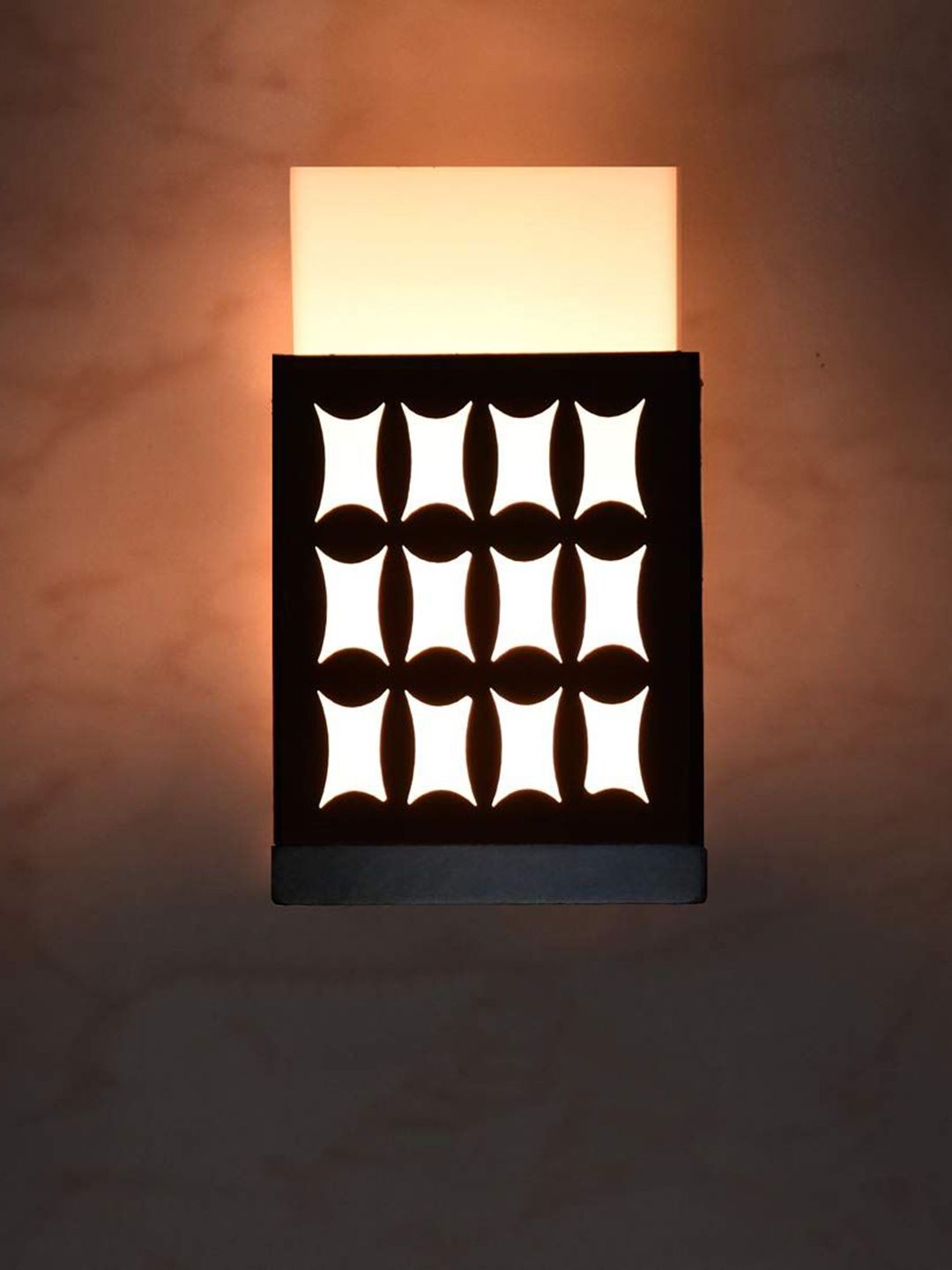 Gojeeva Black & White Textured Contemporary Wooden Rectangle Shaped Wall Lamp-picture-10