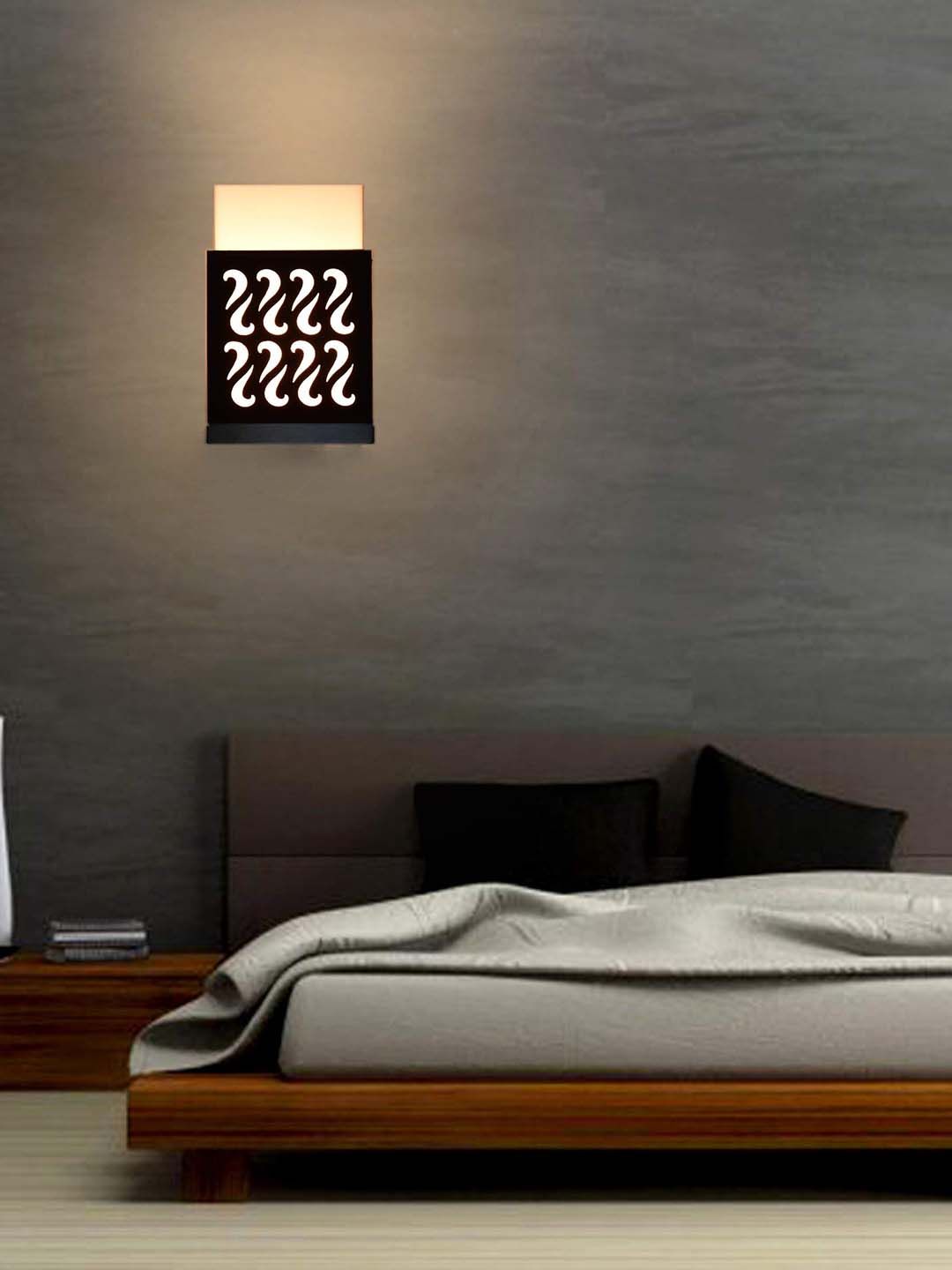 Gojeeva Black Wood Square Shaped Textured Contemporary Wall Lamp-picture-29