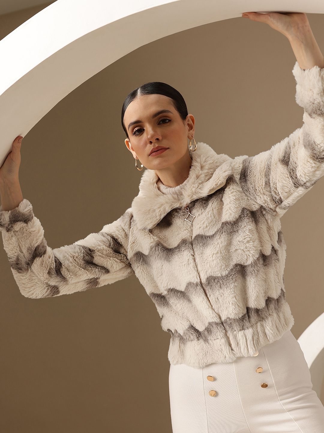 Chemistry Faux Fur Lightweight Crop Tailored Jacket