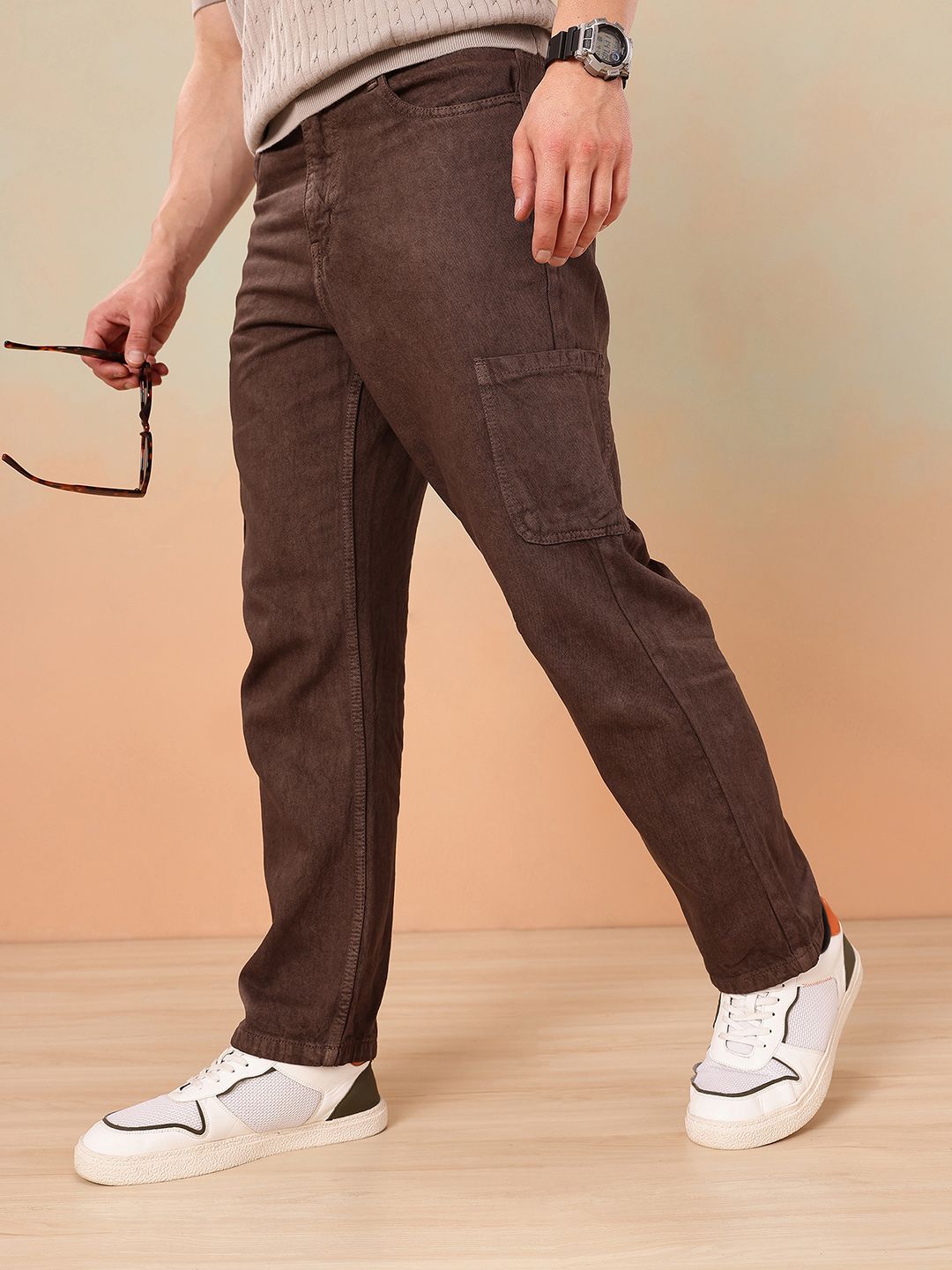 Mast & Harbour Men Straight Fit Pure Cotton Cargo style Jeans-picture-36