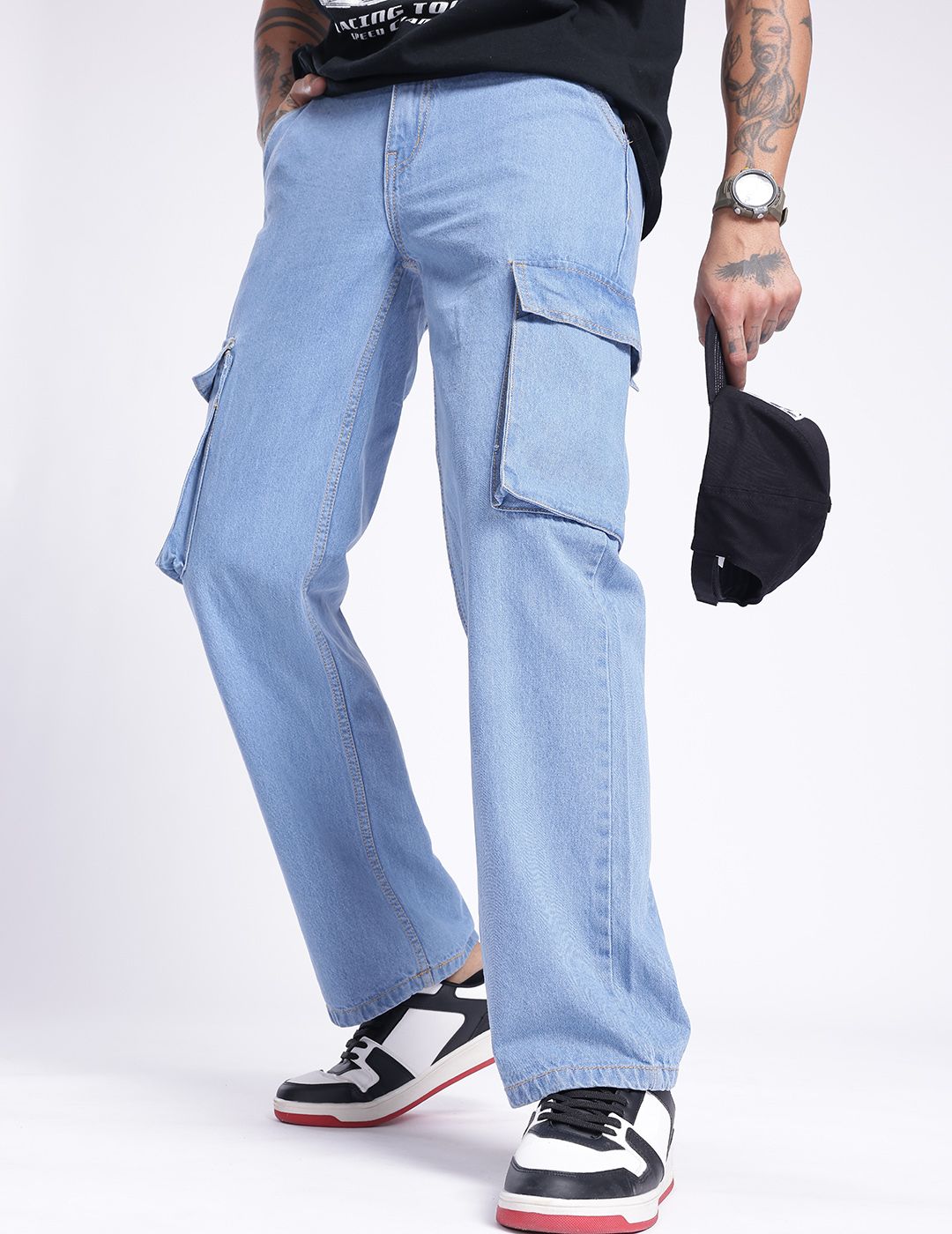 glitchez Men Urban Savvy Relaxed Fit Cargo Jeans-picture-14