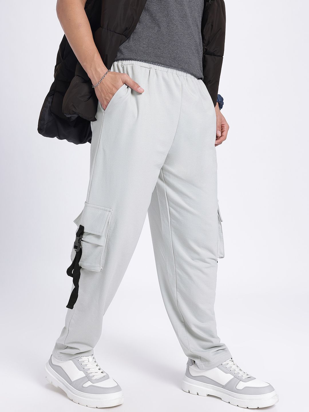 glitchez Men Terry Crew Cargo-Style Relaxed Fit Track Pants-picture-28
