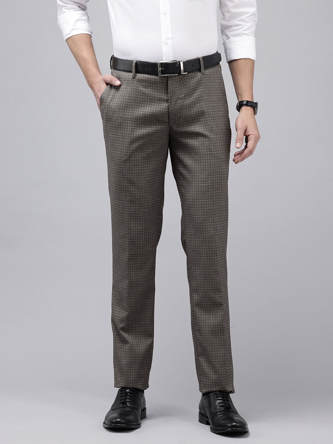 Arrow Men Checked Hudson Tailored Tapered Fit Formal Trousers-picture-24