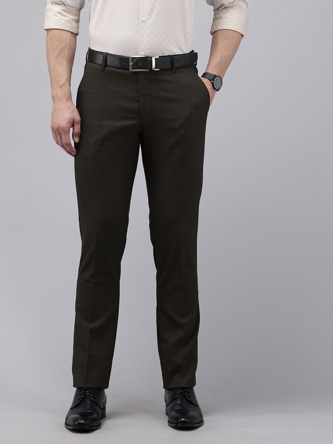 Arrow Men Checked Original Tapered Fit Formal Trousers-picture-22