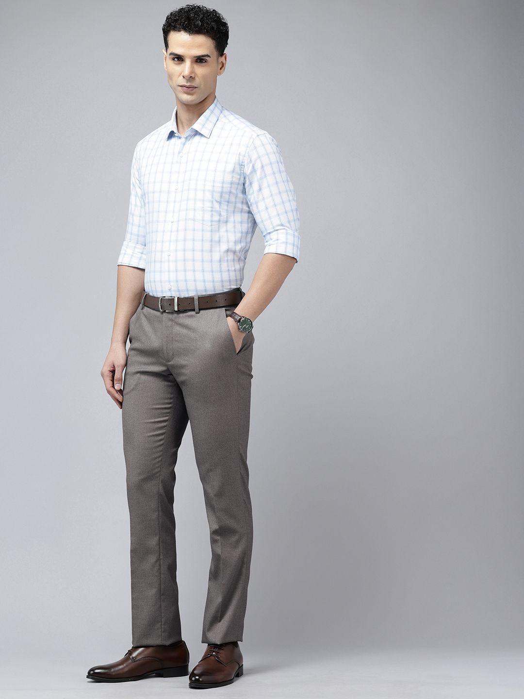 Buy Arrow Men Textured Hudson Tailored Fit Formal Trousers - Trousers ...