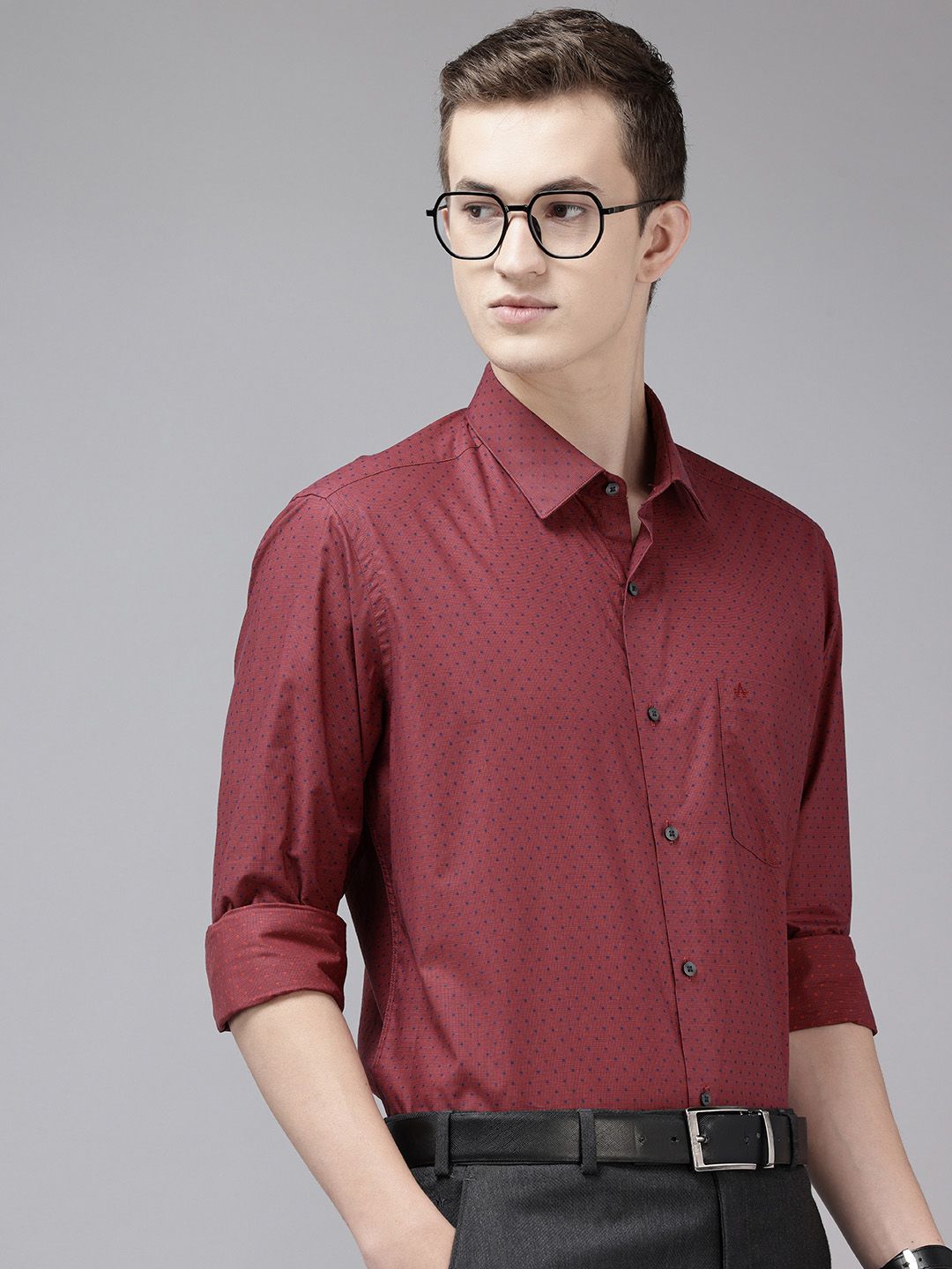 Arrow Manhattan Slim Fit Micro Ditsy Self Design Pure Cotton Formal Shirt-picture-26