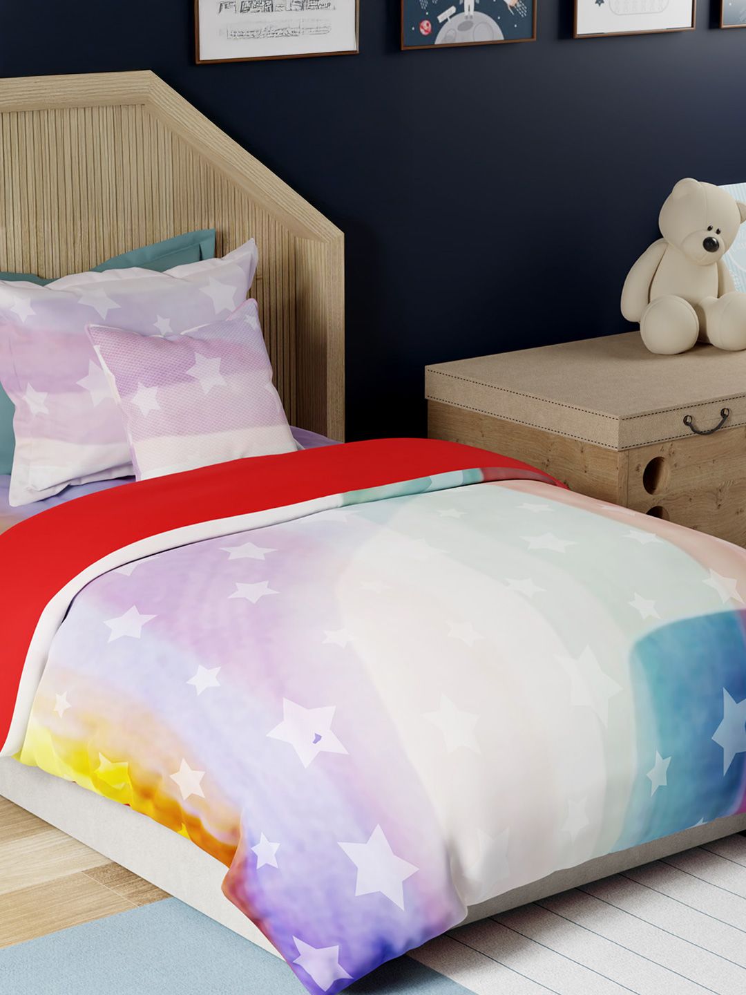 United Colors of Benetton Kids Peach-Coloured Pure Cotton AC Room Single Bedding Set-picture-11