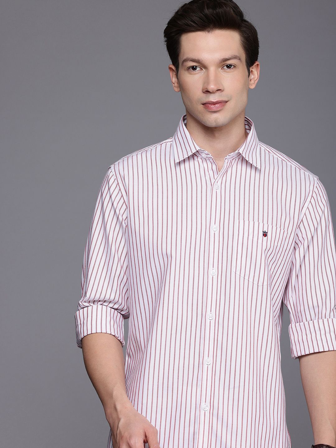 Louis Philippe Sport Slim Fit Striped Pure Cotton Casual Shirt-picture-21