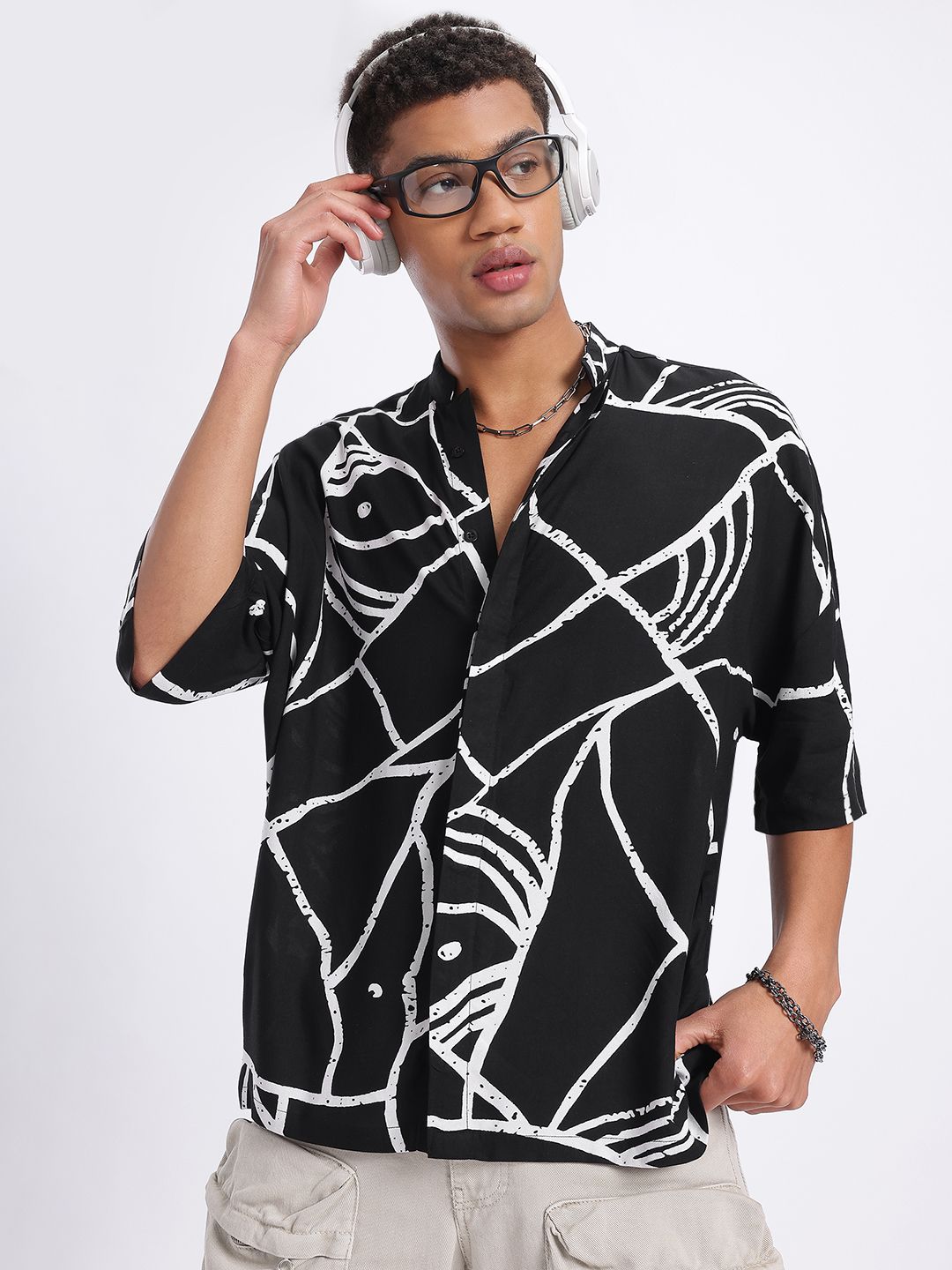 glitchez Abstract Getaway Printed Relaxed Shirt-picture-16
