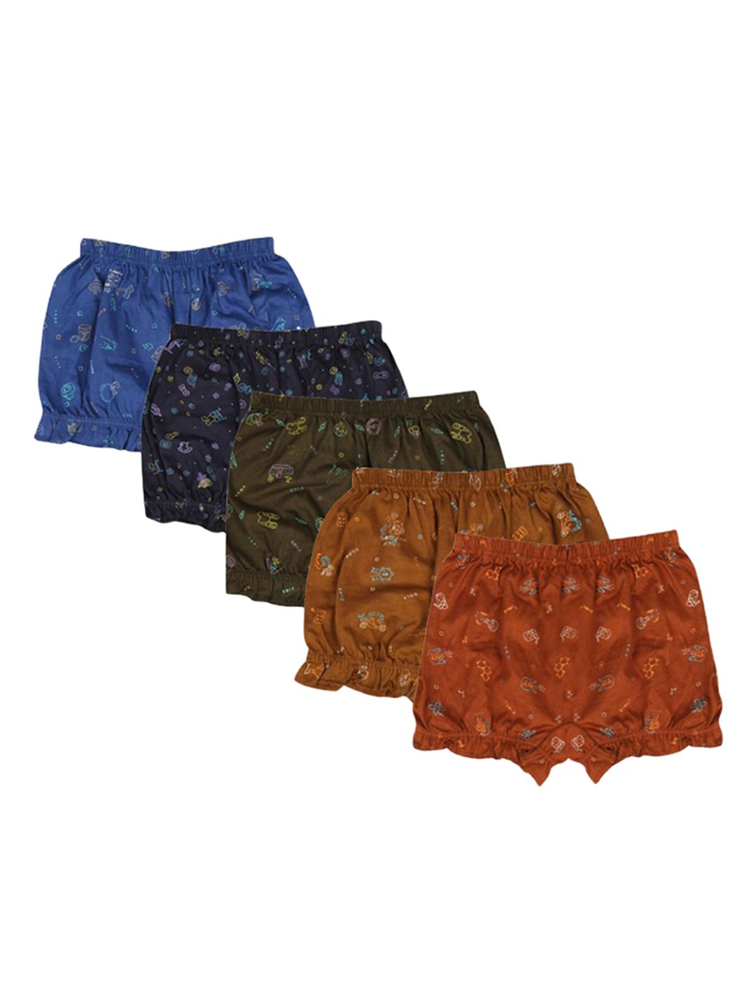 YELLOWDELIGHT Infant Girls Pack Of 5 Printed Mid-Rise Boy Shorts-picture-48