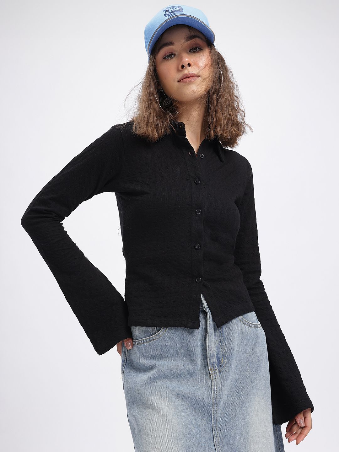 glitchez Flared Echoes Shirt Style Top-picture-45