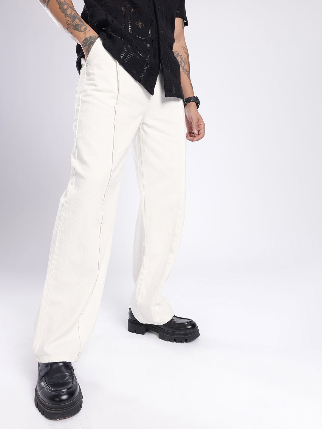 glitchez Men Modern Vibe Paneling Wide Leg Jeans-picture-30