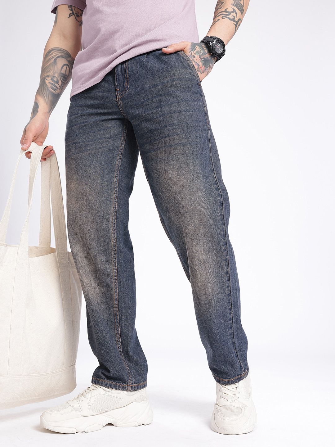 glitchez Men Loose Fit Light Fade Jeans-picture-30