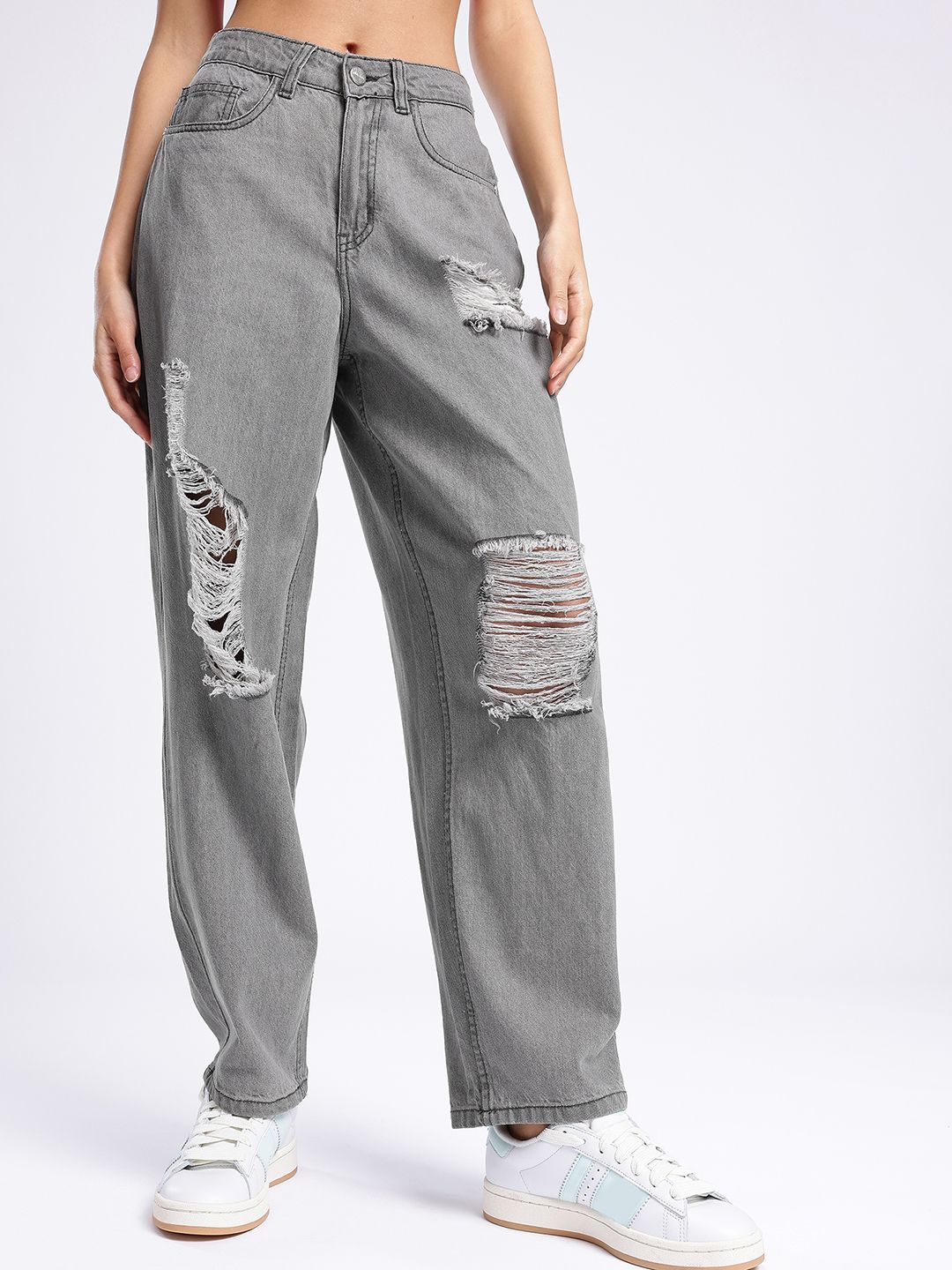 glitchez Women Pure Cotton Skater Fit High-Rise Highly Distressed Jeans-image-36