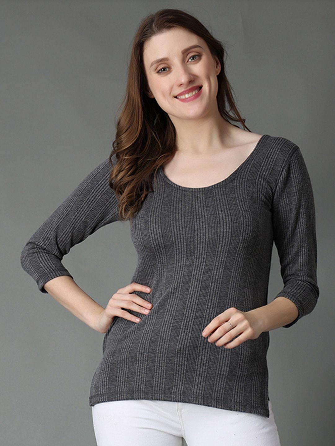 Wearslim Women Ribbed Round Neck Cotton Thermal Tops-picture-34